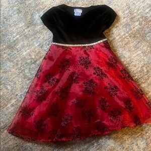 Holiday Black and Red Dress with floral detail
